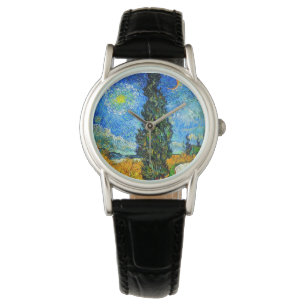 Van Gogh Road with Cypress and Star Armbanduhr