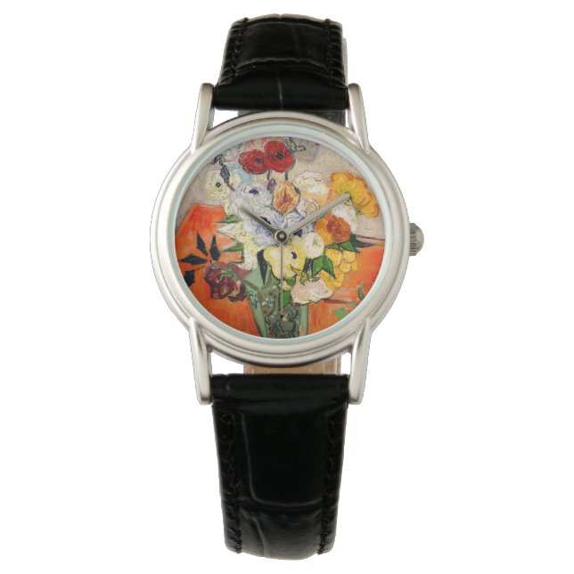Van Gogh Rose und Anemones Armbanduhr (Vorderseite)