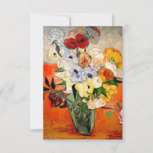 Van Gogh Rose und Anemones RSVP Karte