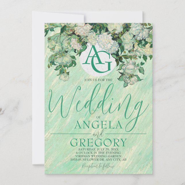 Van Gogh Roses Wedding Invitation (Devant)