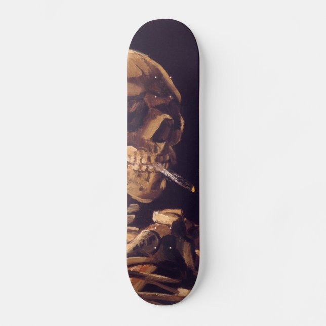 Van Gogh: Schädel mit dem Brennen von Cigaret Skateboard (Vorderseite)