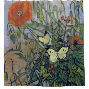 Van Gogh Schmetterlinge und Pupien, Blütenschmett Duschvorhang
