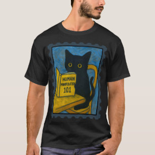 Van Gogh Schwarze Katze liest Menschliche Manipula T-Shirt