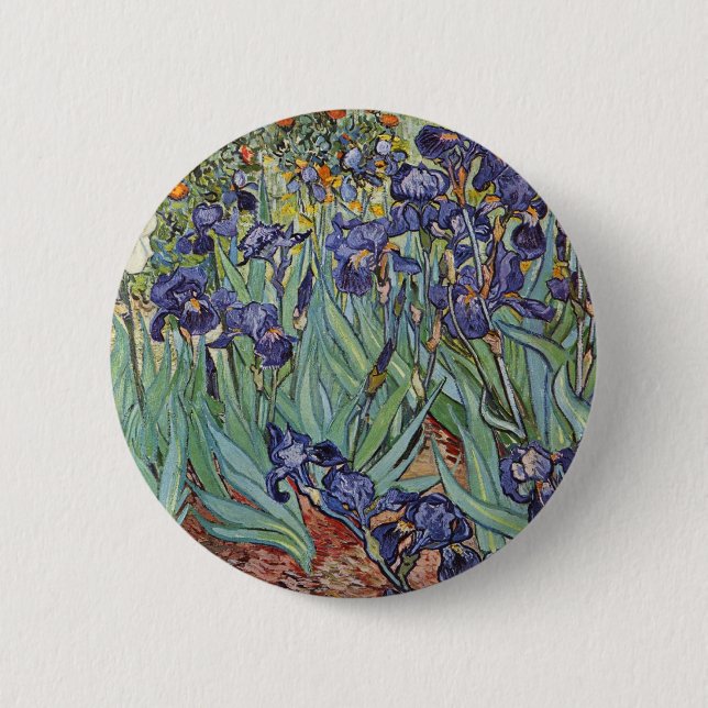 Van Gogh Schwertlilien Impressionistisches Gemälde Button (Vorderseite)