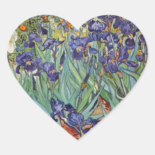 Van Gogh Schwertlilien Impressionistisches Gemälde Herz-Aufkleber