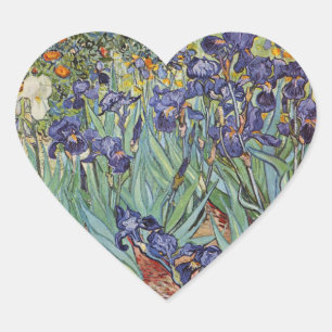 Van Gogh Schwertlilien Impressionistisches Gemälde Herz-Aufkleber