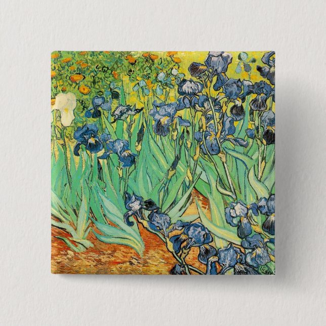 Van Gogh Schwertlilien Knopf Button (Vorderseite)