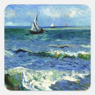 Van Gogh - Seelandschaft Quadratischer Aufkleber