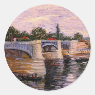 Van Gogh Seine Fluss mit Pont del Grande Jette Runder Aufkleber