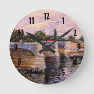 Van Gogh Seine mit Pont del Grande Jette Runde Wanduhr