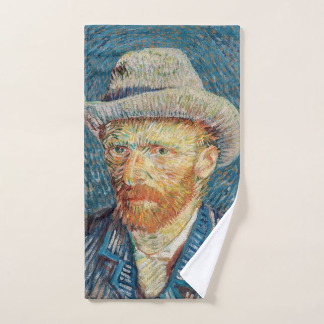 Van Gogh - Selbstportrait mit einem grauen Filthut Badhandtuch Set (Handtuch)