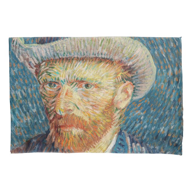 Van Gogh - Selbstportrait mit einem grauen Filthut Kissenbezug (Vorderseite)
