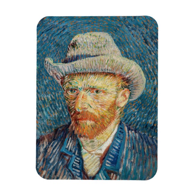 Van Gogh - Selbstportrait mit einem grauen Filthut Magnet (Vertikal)