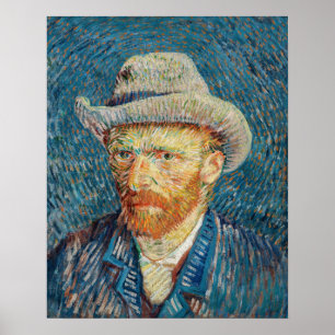 Van Gogh - Selbstportrait mit einem grauen Filthut Poster
