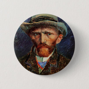 Van Gogh; Selbstportrait mit grauem Filthut Button