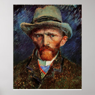 Van Gogh; Selbstportrait mit grauem Filthut Poster