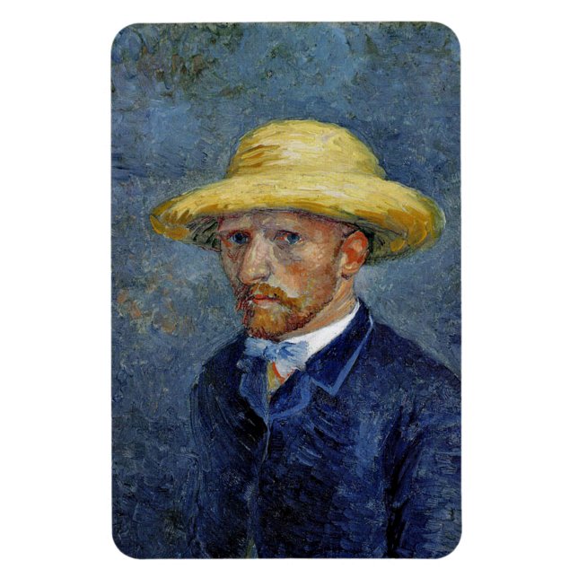 Van Gogh - Selbstportrait mit Strohhut Magnet (Vertikal)