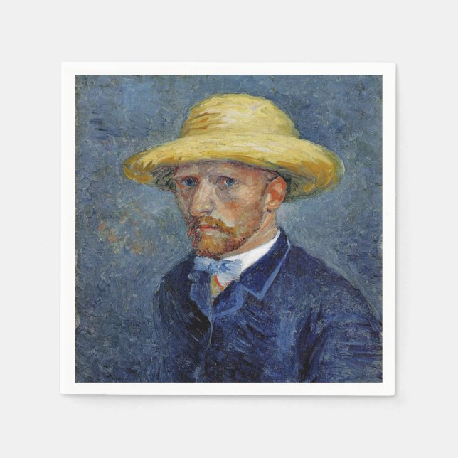 Van Gogh - Selbstportrait mit Strohhut Serviette (Vorderseite)