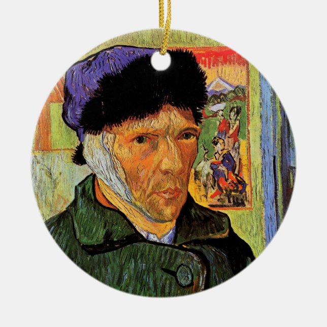 Van Gogh; Selbstportrait mit verbanntem Ohr Keramik Ornament (Vorne)