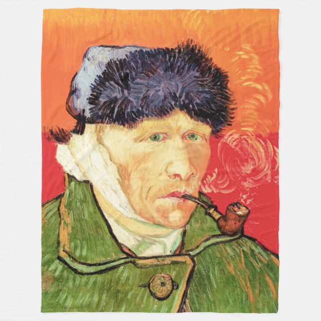 Van Gogh - Selbstportrait mit verbündetem Ohr & Ro Fleecedecke (Vorderseite)