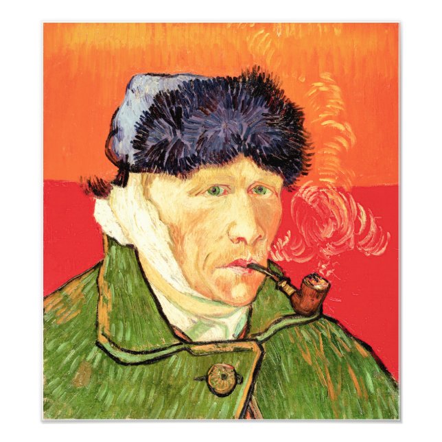 Van Gogh - Selbstportrait mit verbündetem Ohr & Ro Fotodruck (Vorne)