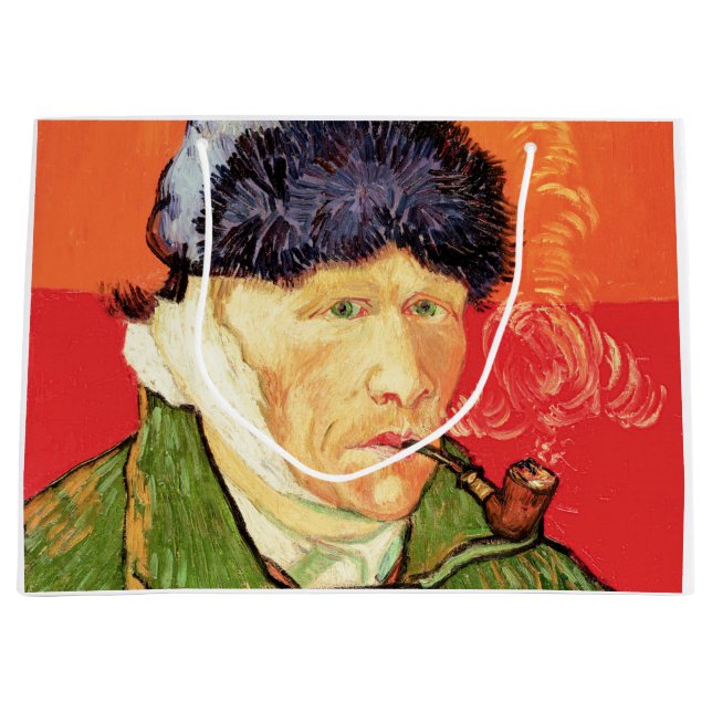 Van Gogh - Selbstportrait mit verbündetem Ohr & Ro Große Geschenktüte (Vorderseite)