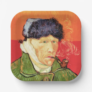 Van Gogh - Selbstportrait mit verbündetem Ohr & Ro Pappteller