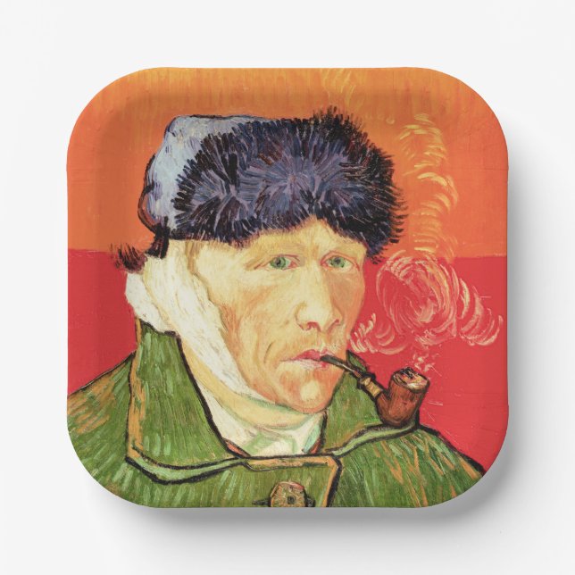 Van Gogh - Selbstportrait mit verbündetem Ohr & Ro Pappteller (Vorderseite)