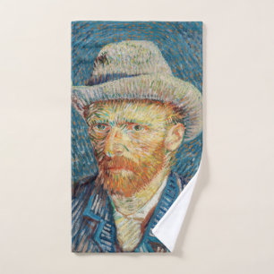 Van Gogh - Selbstporträt mit grauem Filzhut Badhandtuch Set