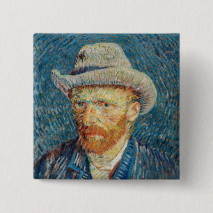 Van Gogh - Selbstporträt mit grauem Filzhut Button