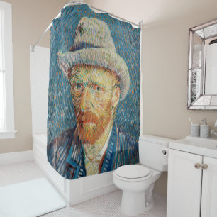 Van Gogh - Selbstporträt mit grauem Filzhut Duschvorhang