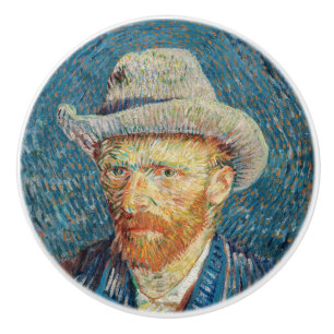 Van Gogh - Selbstporträt mit grauem Filzhut Keramikknauf