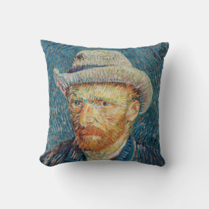 Van Gogh - Selbstporträt mit grauem Filzhut Kissen