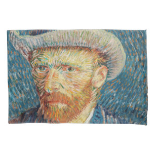 Van Gogh - Selbstporträt mit grauem Filzhut Kissenbezug
