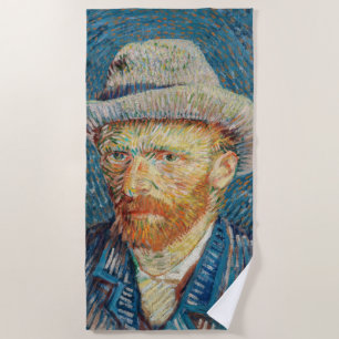Van Gogh - Selbstporträt mit grauem Filzhut Strandtuch