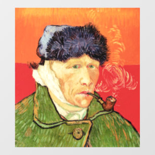 Van Gogh - Selbstporträt mit verbundenem Ohr & Pfe Fensteraufkleber