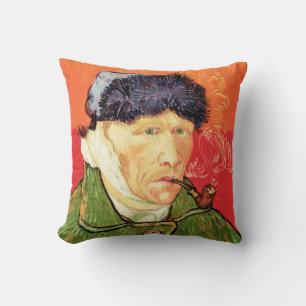 Van Gogh - Selbstporträt mit verbundenem Ohr & Pfe Kissen