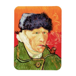 Van Gogh - Selbstporträt mit verbundenem Ohr & Pfe Magnet