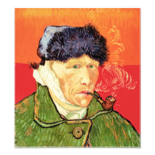 Van Gogh - Selbstporträt mit verbundener Ohr und P Fotodruck