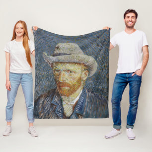 Van Gogh Self Portrait Gray Felt Hat Malerei Art Fleecedecke