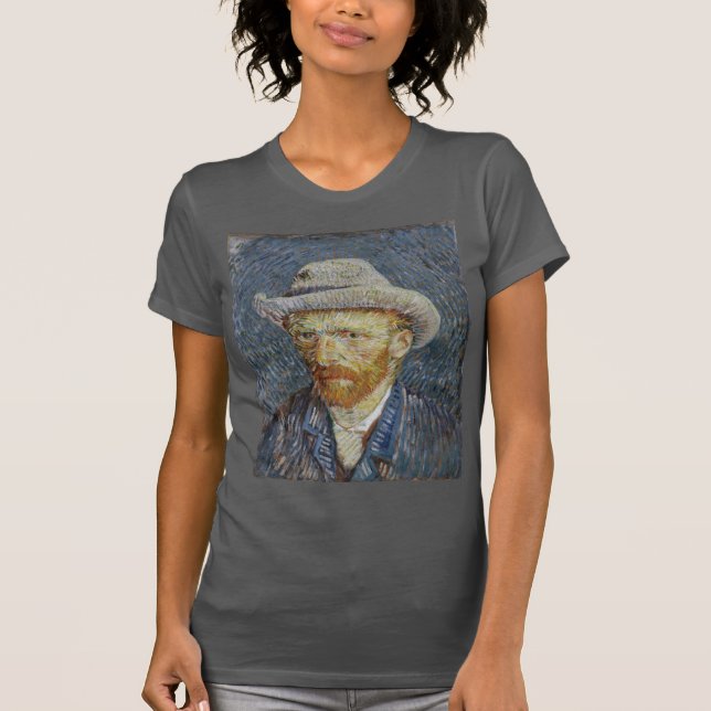 Van Gogh Self Portrait Gray Felt Hat Malerei Art T-Shirt (Vorderseite)