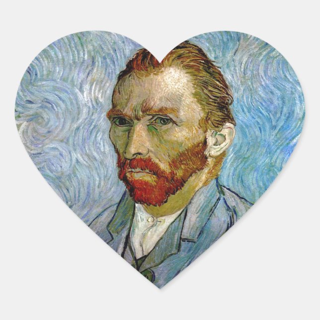 Van Gogh Self Portrait Herz-Aufkleber (Vorderseite)