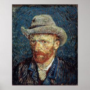 Van Gogh Self-Portrait mit grauem Filzhut Poster