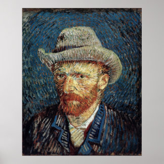 Van Gogh Self-Portrait mit grauem Filzhut Poster