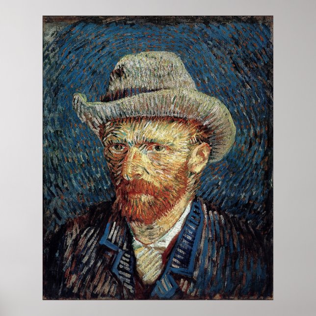 Van Gogh Self-Portrait mit grauem Filzhut Poster (Vorne)