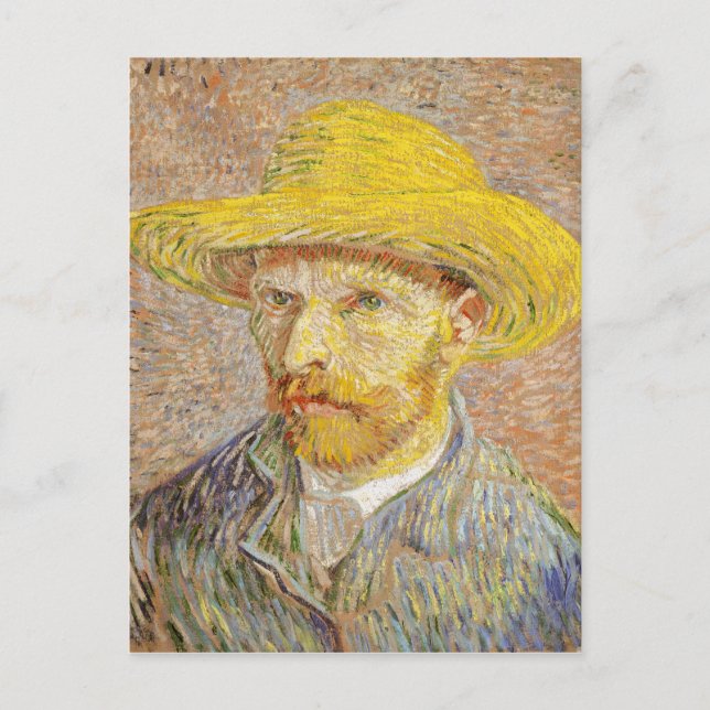 Van Gogh Self Portrait mit Strohhut Postcard Postkarte (Vorderseite)