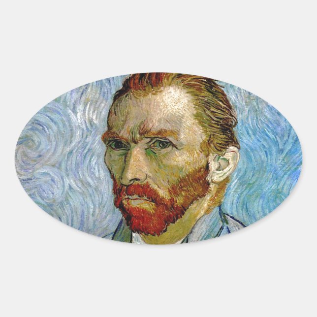 Van Gogh Self Portrait Ovaler Aufkleber (Vorderseite)