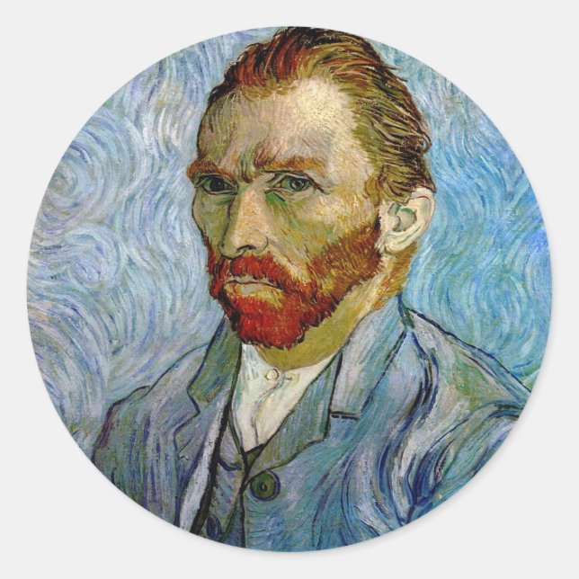 Van Gogh Self Portrait Runder Aufkleber (Vorderseite)