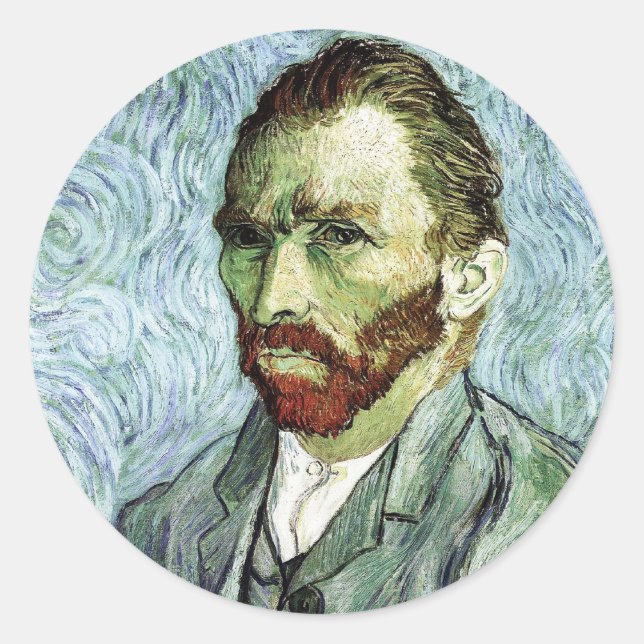 Van Gogh Self-Portrait Runder Aufkleber (Vorderseite)