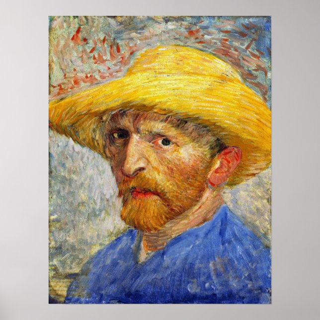 Van Gogh - Self-Portrait With Straw Hat 1887 Poster (Vorne)